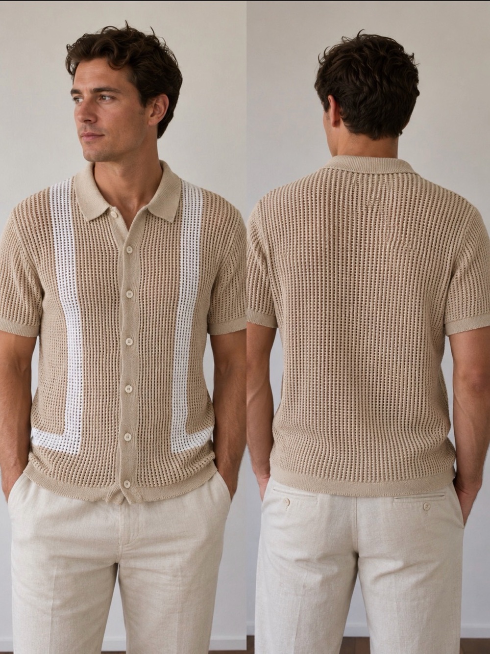 Massive Luxury Edition Beige Knit Polo‎